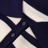 Loose striped design short sleeved lapel knit T-shirt for women