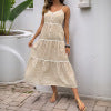 Casual versatile round-neck striped suspender one-piece skirt for women