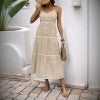 Casual versatile round-neck striped suspender one-piece skirt for women