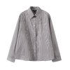 Women's collar long sleeved striped short shirt top