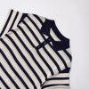 Loose striped design short sleeved lapel knit T-shirt for women